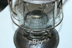 Vintage Pennsylvania Brass Top Railroad Lantern Embossed Tall Globe Rare