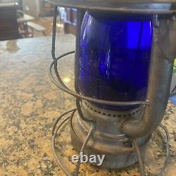 Vintage RARE Blue globe Railroad Lantern Dietz Vesta New York U. S. A Antique