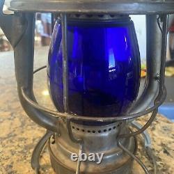 Vintage RARE Blue globe Railroad Lantern Dietz Vesta New York U. S. A Antique