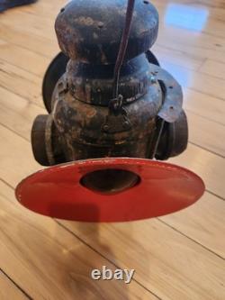 Vintage Railroad 4-Way Lantern Red & Green Glass Lenses Signal Lamp