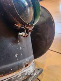 Vintage Railroad 4-Way Lantern Red & Green Glass Lenses Signal Lamp