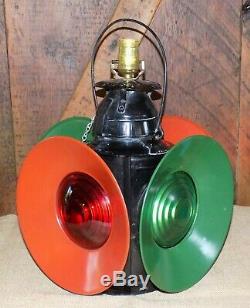 Vintage Railroad Handlan Train Lantern Lamp Signal St Louis Railfinders Table
