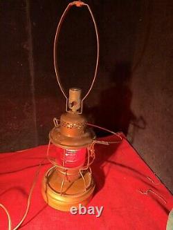 Vintage Railroad Lamp Electrified Rare Red Globe. Working. From L&N Railroad