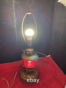 Vintage Railroad Lamp Electrified Rare Red Globe. Working. From L&N Railroad