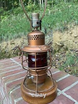 Vintage Railroad Lamp Electrified Rare Red Globe. Working. From L&N Railroad