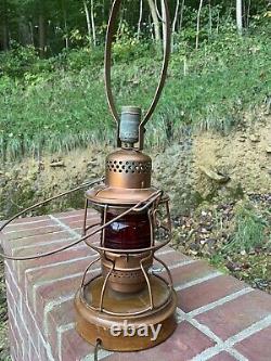 Vintage Railroad Lamp Electrified Rare Red Globe. Working. From L&N Railroad