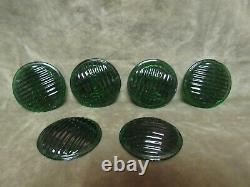 Vintage Railroad Lamp Lantern Signal Lens 3 Green Rings Lines Lot of 6 Pieces