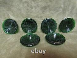 Vintage Railroad Lamp Lantern Signal Lens 3 Green Rings Lines Lot of 6 Pieces