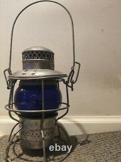 Vintage Railroad Lantern Adlake Kero blue Globe (CPR)