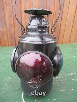 Vintage Railroad Lantern CNR PIPER MONTREAL Switch Stand Signal Lamp GREEN RED