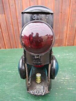 Vintage Railroad Lantern CNR PIPER MONTREAL Switch Stand Signal Lamp GREEN RED