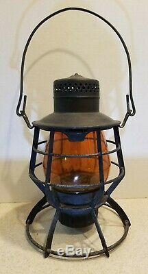 Vintage Railroad Lantern Dressel Railway With Amber Globe