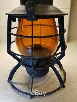 Vintage Railroad Lantern Dressel Railway With Amber Globe