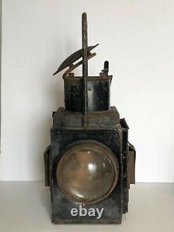 Vintage Railroad Lantern Lamp Two White & One Red Lens Heavily Rusted READ DESCR