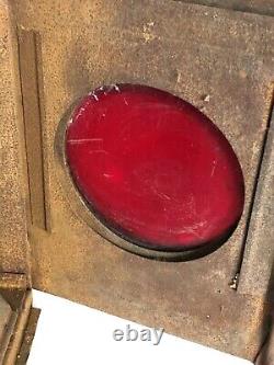 Vintage Railroad Lantern Lamp Two White & One Red Lens Heavily Rusted READ DESCR