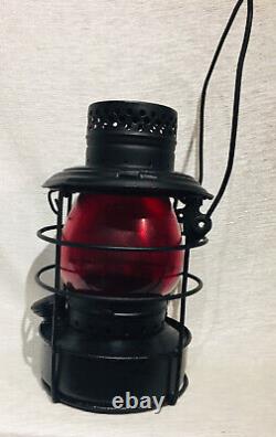 Vintage Railroad Lantern Lamp Unique Cage St Louis Handlan Red Globe