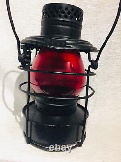 Vintage Railroad Lantern Lamp Unique Cage St Louis Handlan Red Globe