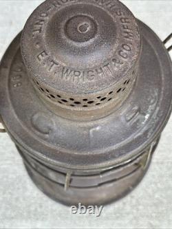 Vintage Railroad/Railway G. T. R Lantern E. T. Wright Lantern Red Globe