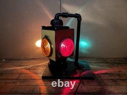 Vintage Railroad Signal Light Lantern Industrial Multi Color Glass Lamp Working