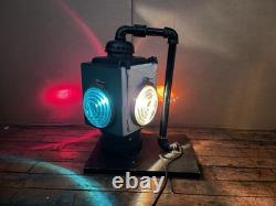 Vintage Railroad Signal Light Lantern Industrial Multi Color Glass Lamp Working
