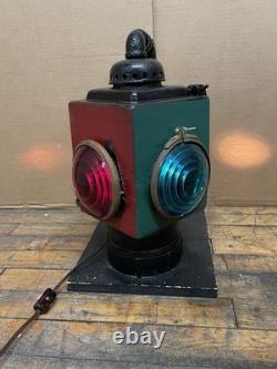 Vintage Railroad Signal Light Lantern Industrial Multi Color Glass Lamp Working