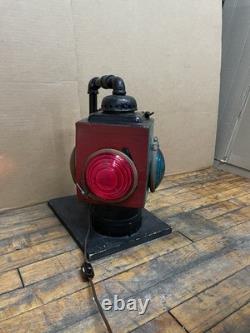 Vintage Railroad Signal Light Lantern Industrial Multi Color Glass Lamp Working