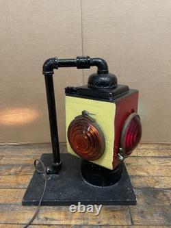 Vintage Railroad Signal Light Lantern Industrial Multi Color Glass Lamp Working