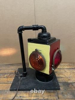 Vintage Railroad Signal Light Lantern Industrial Multi Color Glass Lamp Working