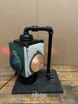 Vintage Railroad Signal Light Lantern Industrial Multi Color Glass Lamp Working