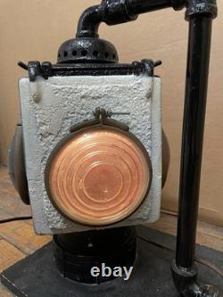 Vintage Railroad Signal Light Lantern Industrial Multi Color Glass Lamp Working