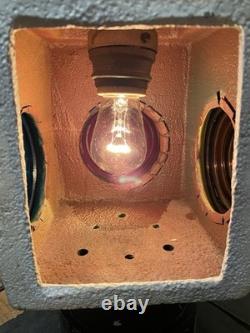 Vintage Railroad Signal Light Lantern Industrial Multi Color Glass Lamp Working