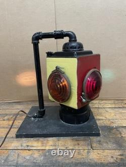 Vintage Railroad Signal Light Lantern Industrial Multi Color Glass Lamp Working