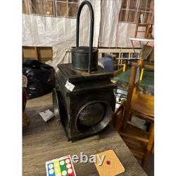 Vintage Railroad Switch Signal Lantern Antique Industrial Oil Lamp Black Metal