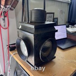 Vintage Railroad Switch Signal Lantern Antique Industrial Oil Lamp Black Metal