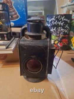 Vintage Railroad Wagon Carriage Lantern Lamp Red Lens Magnifier Shade