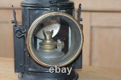 Vintage Railway Lamp Black Triple Aspect Red / Green Complete Undamaged Lens