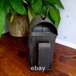 Vintage Railway Lamp Lantern With Original Oil Burner Red & Clear Glass VGC