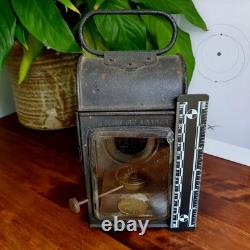 Vintage Railway Lamp Lantern With Original Oil Burner Red & Clear Glass VGC