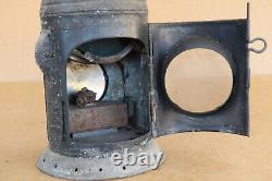 Vintage Railway Lantern Railroad Lamp European 1900s Authentic Green Red Light
