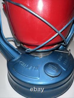Vintage Rare Chalwyn Tempest Oil Lamp Red Railroad Lantern Made In England