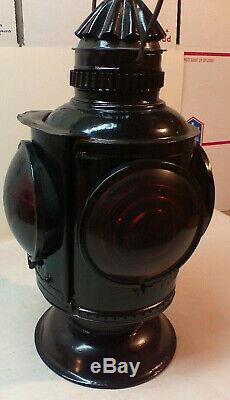 Vintage Rare Ny Nh & H Railroad Kerosene Lantern Four Way Train Marker Lamp