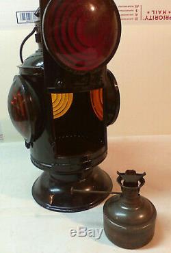 Vintage Rare Ny Nh & H Railroad Kerosene Lantern Four Way Train Marker Lamp