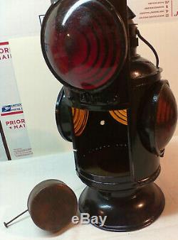 Vintage Rare Ny Nh & H Railroad Kerosene Lantern Four Way Train Marker Lamp