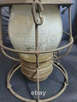 Vintage Rare Railroad Lantern Bold Marked globe & Canopy Southern Railways