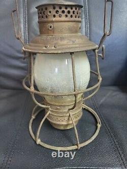Vintage Rare Railroad Lantern Bold Marked globe & Canopy Southern Railways