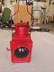 Vintage Red Metal Railway Lantern with Handle And Gas Hose replica