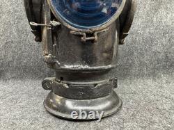 Vintage SOUTHERN PACIFIC LINES Railroad Lamp/Lantern 4 Way Signal Blue Red Glass