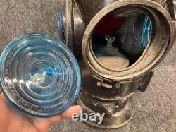 Vintage SOUTHERN PACIFIC LINES Railroad Lamp/Lantern 4 Way Signal Blue Red Glass