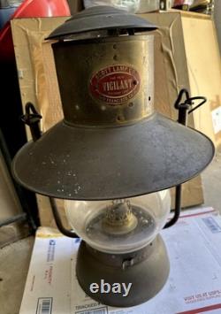 Vintage Scott Lamp Co. Large Vigilant Railroad Hanging Lamp Lantern Brass
