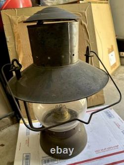Vintage Scott Lamp Co. Large Vigilant Railroad Hanging Lamp Lantern Brass